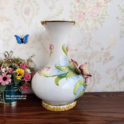 BÌNH HOA TULIP THỦ CÔNG ĐẮP NỔI
